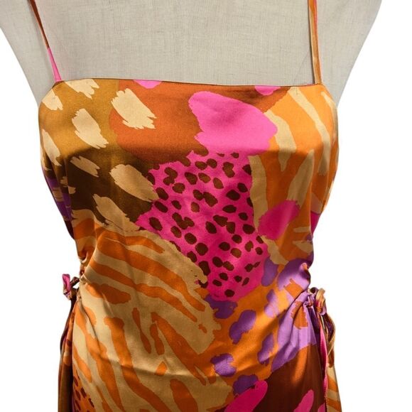 Christian Lacroix Satin Pink and Orange Cut Out Dress NWT - Picture 2 of 7